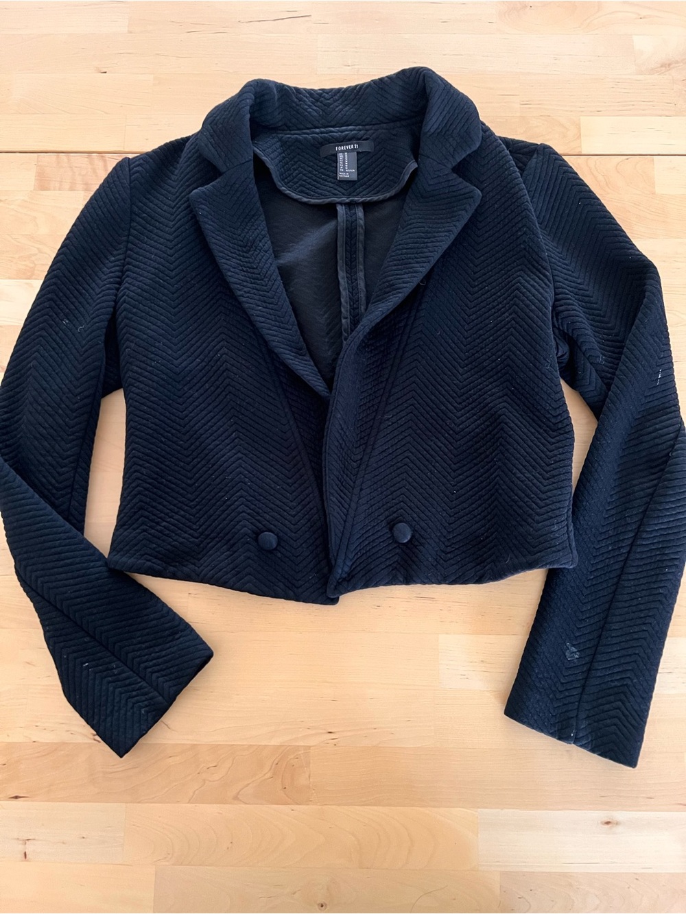 Forever 21 Black Cropped Chevron Blazer